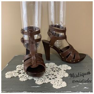 Brown ALDO Strappy Genuine Leather Sandal Made in Italy Size 8